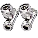 TUOLNK Dual N-Type Male to Female 3-Way Coaxial Adapter, Brass and Nickel Plated, 2 Pack