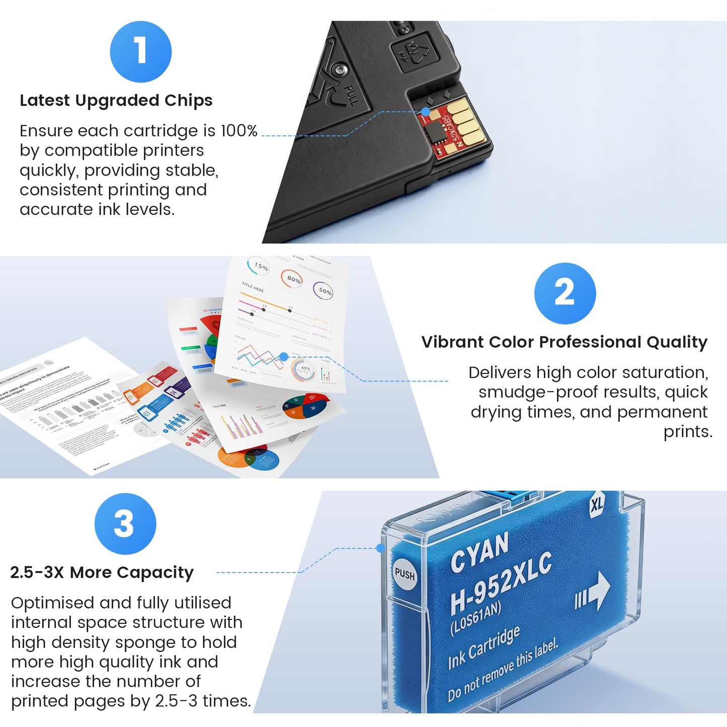 Nuvrelis Compatible 952XL Ink Cartridges 4-Pack for HP OfficeJet Pro 8710 7740 8720 8210 OfficeJet 8702 Printers (952XL)