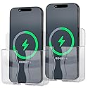 azings Acrylic Cell Phone Wall Mount Holder with Transparent Adhesive, 3 Modes (Clear)