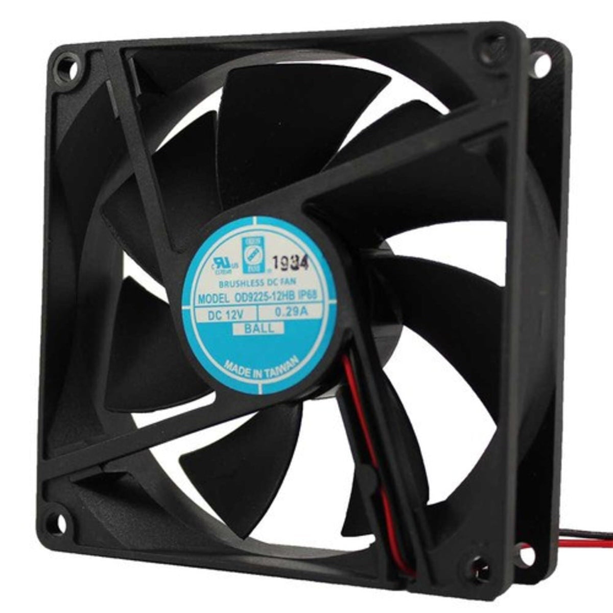ORION FANS OD9225-24HBIP68 DC Fans DC Axial Fan, 92x92x25mm, 24VDC, 50CFM, 3.5W, 33dBA, 2900RPM, Ball Bearing, Wire Leads, IP68 Rated