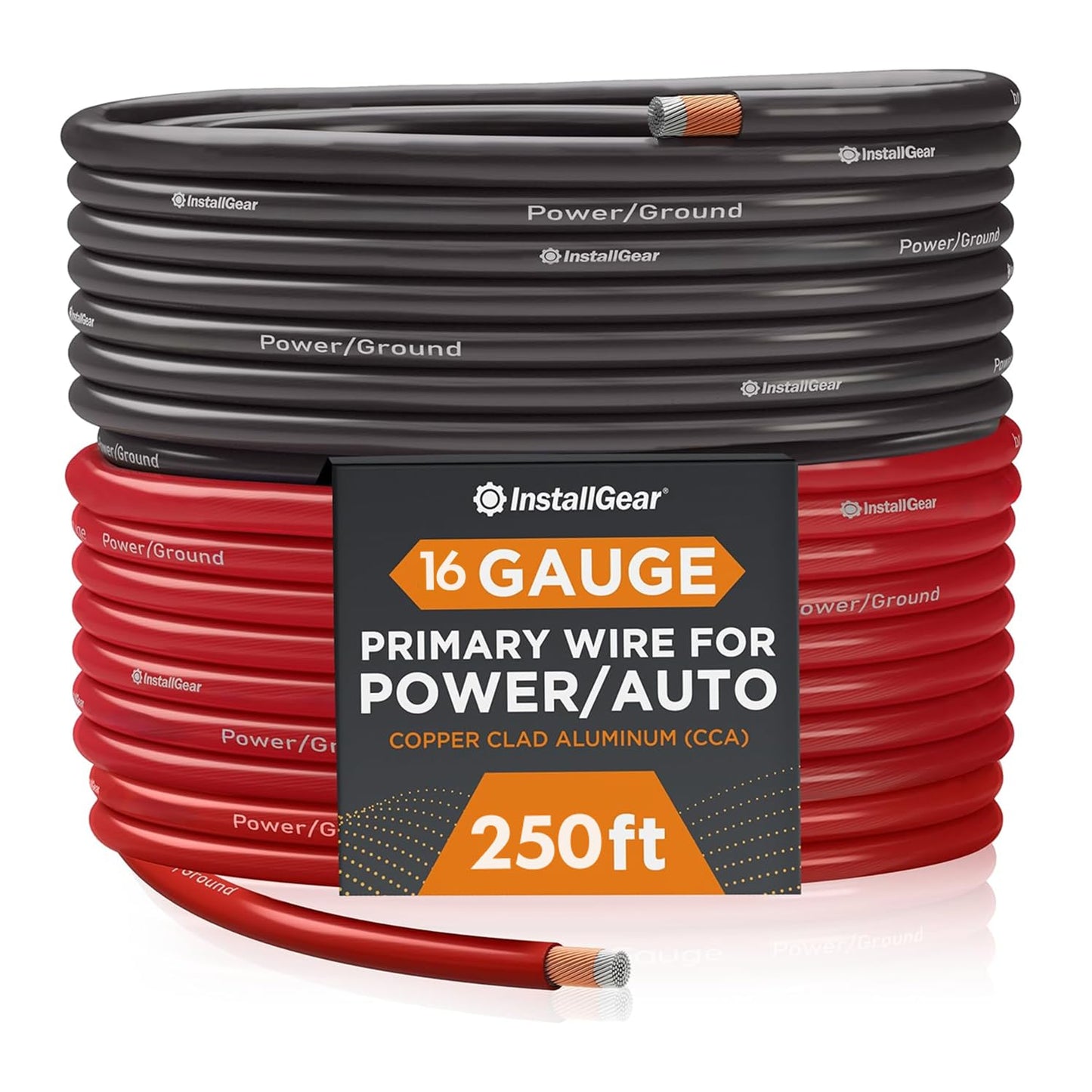 InstallGear 16 Gauge 250ft Speaker Wire - Oxygen-Free Copper Wire for Car Audio, Home Theater, Stereo, and Surround Sound Systems - Durable and Easy
