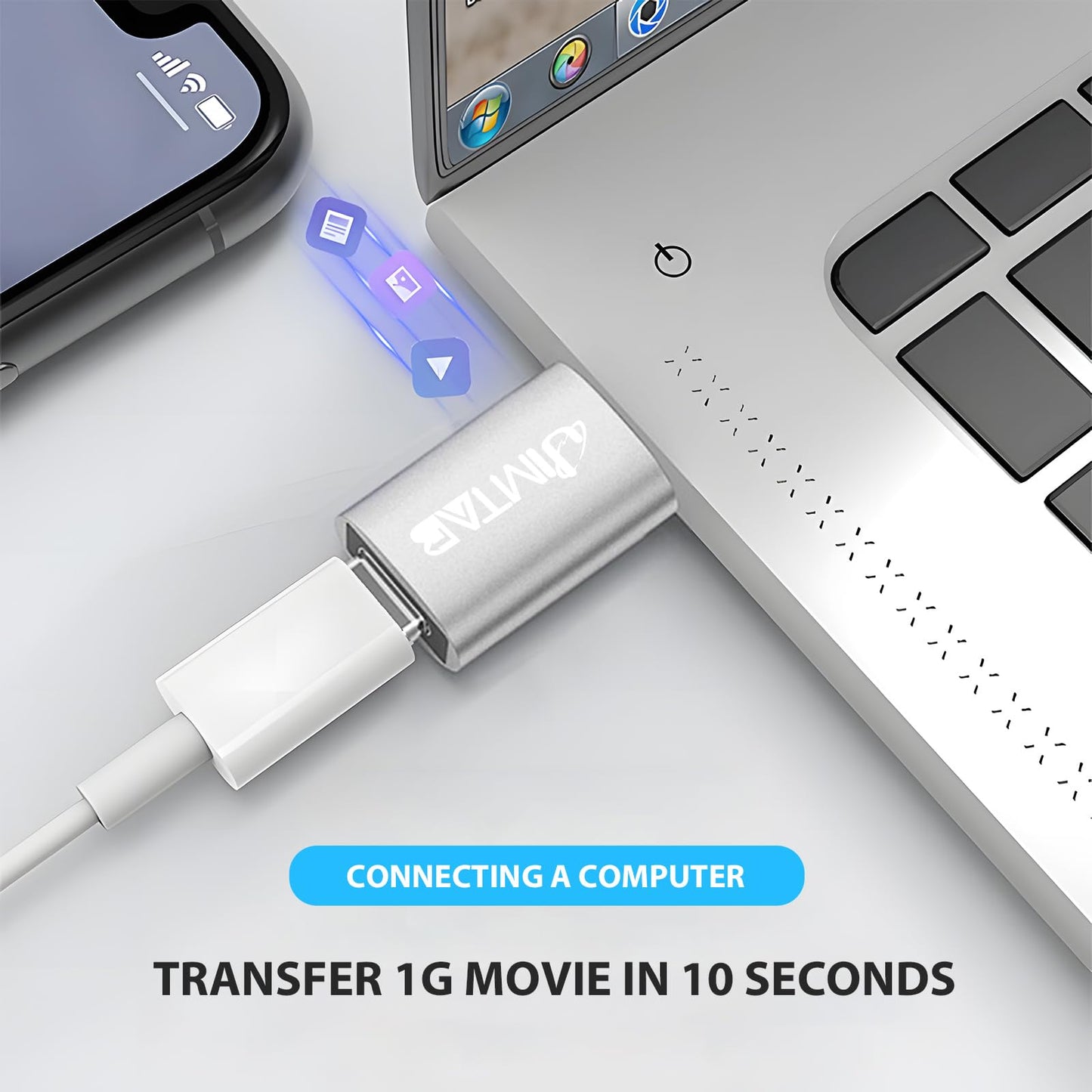 JIMTAB USB C Adapter (4 Pack), USB C to USB, High-Speed Data Transfer, USB-C to USB Female Adapter for MacBook Pro 2023, iPad Pro 2023, Samsung…