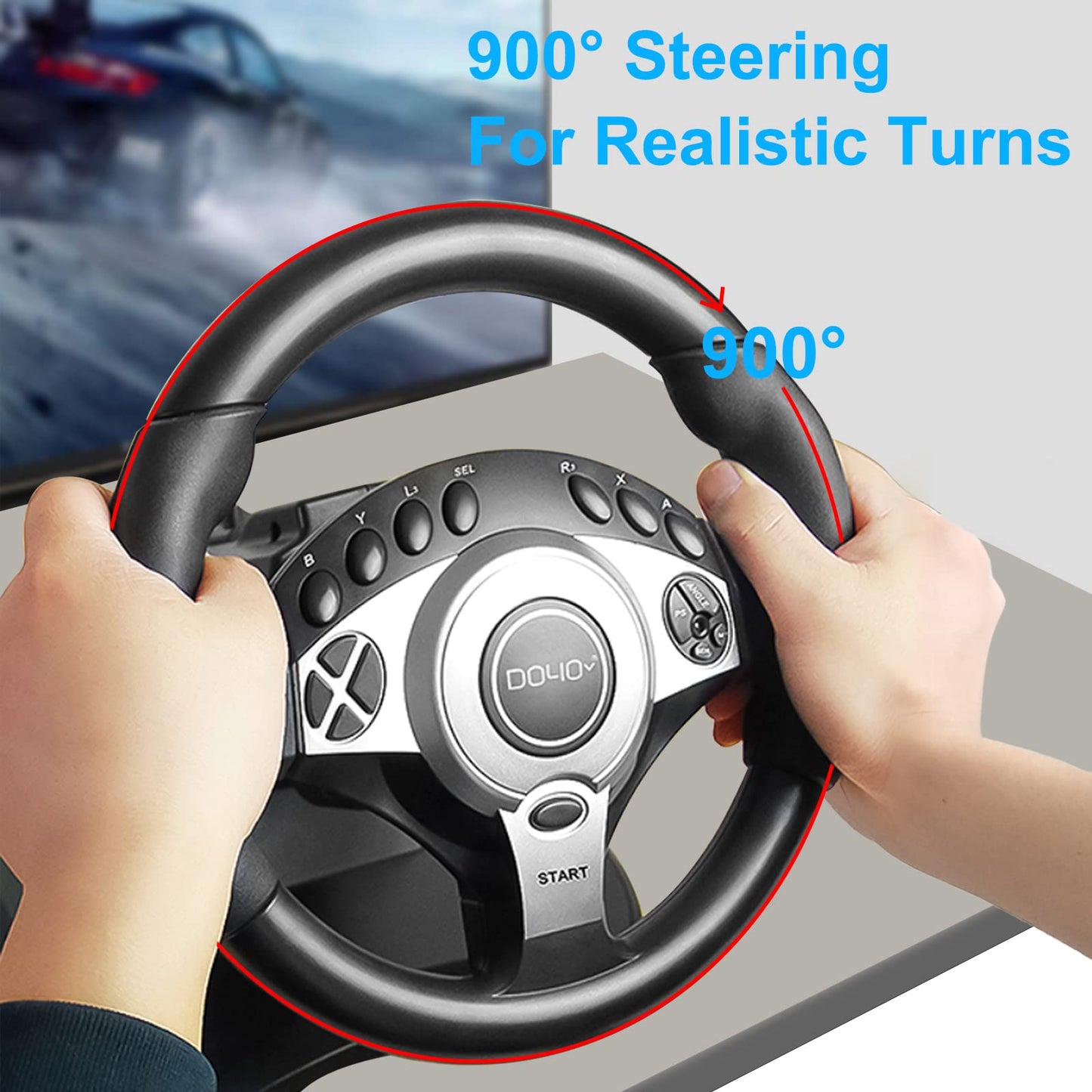 NBCP Racing Wheel with 270/900° Rotation, PC Steering Wheel with Pedals, Dual-Motor Vibration & Gear Shifter for Xbox Series X|S, Xbox One, PS4, PS3