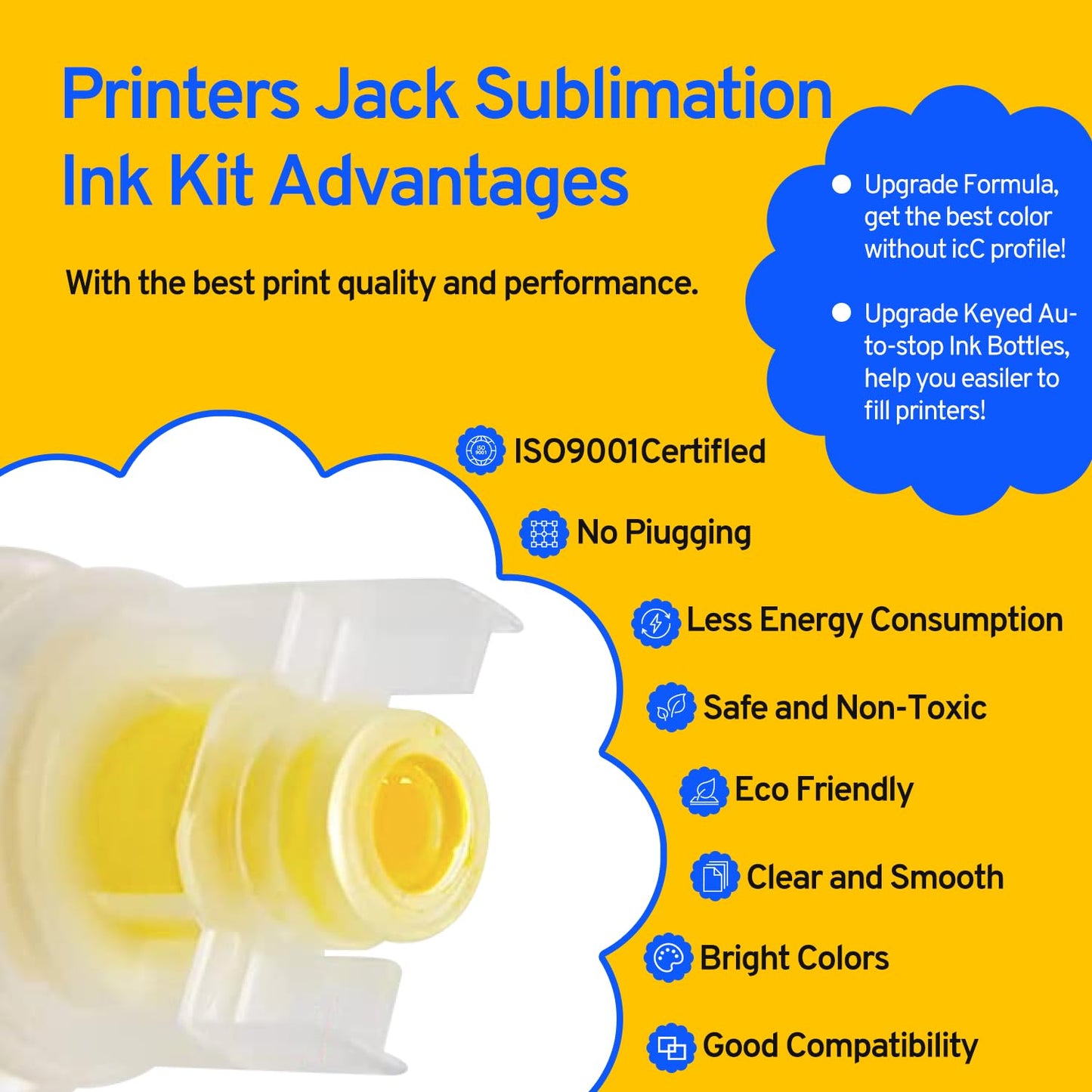 Printers Jack Sublimation Ink & 150 Sheet Sublimation Paper 8.5x11’’ 120G, Heat Tape Compatible for Inkjet Printer ET-2800 ET-15000 ET-2803 ET-2760