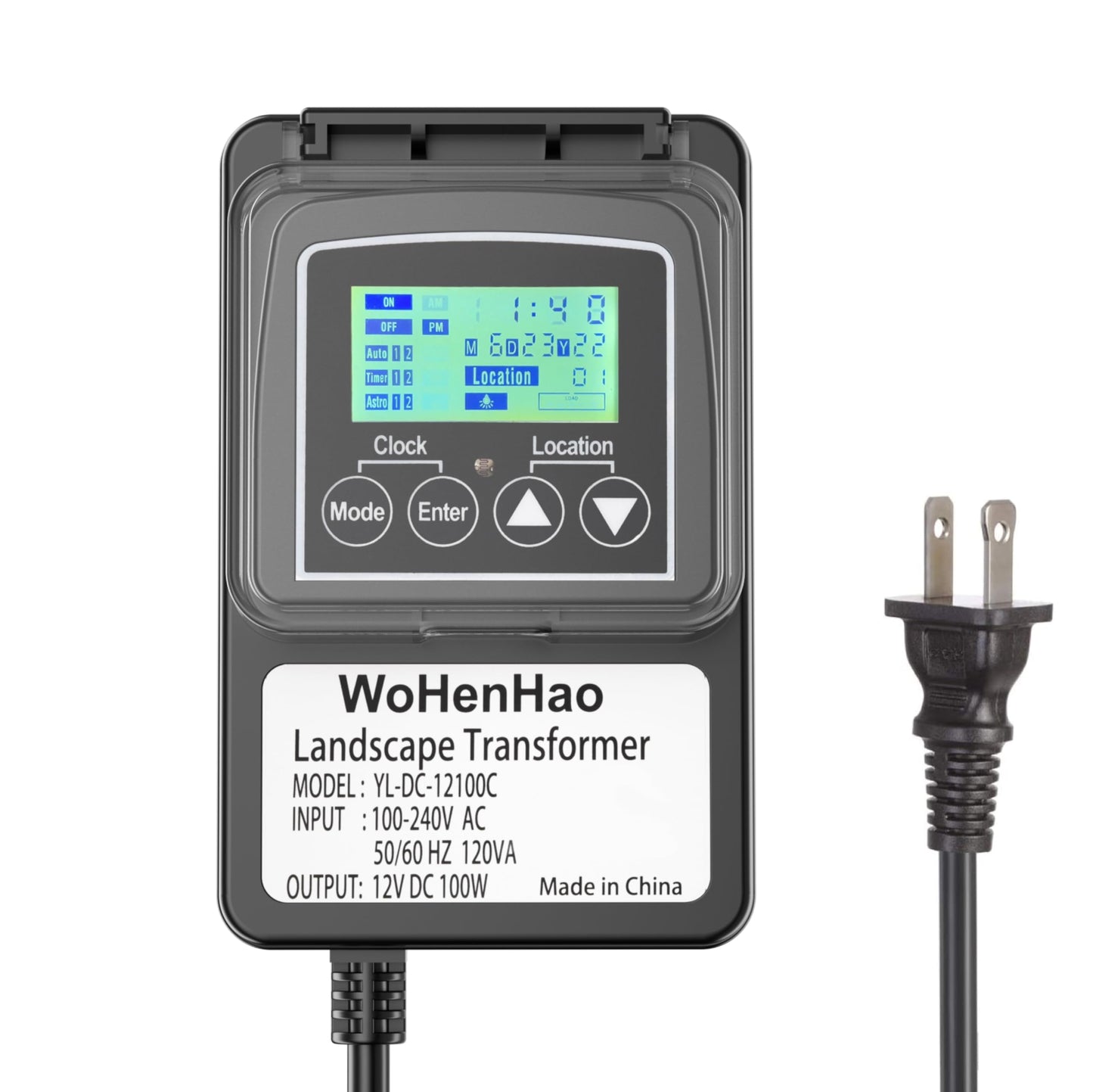 Wohenhao 100W Low Voltage Lighting Transformer for 12V DC Output Low Voltage Landscape Lights, 100-240V AC to 12V DC Output Landscape Lights