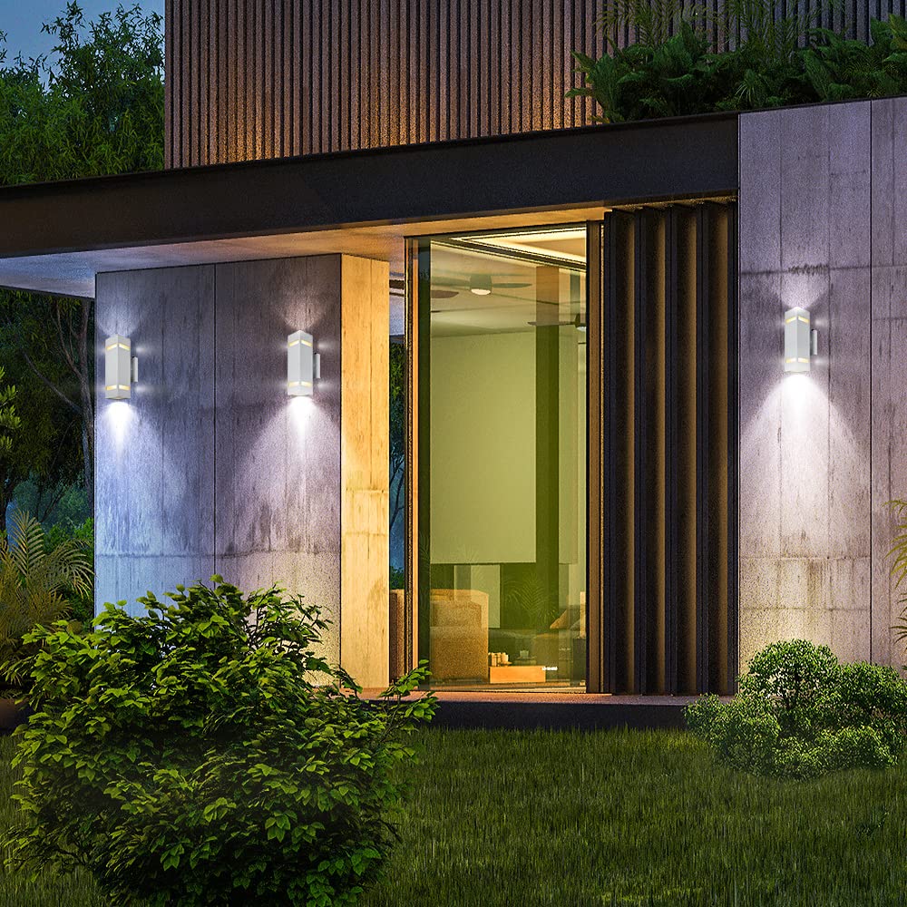 CnengSthy Aluminum Modern Outdoor Wall Lights, Exterior Up Down Lighting Square Cylinder Porch Wall Lantern for Entryway, Front Door, Hallway, Garden