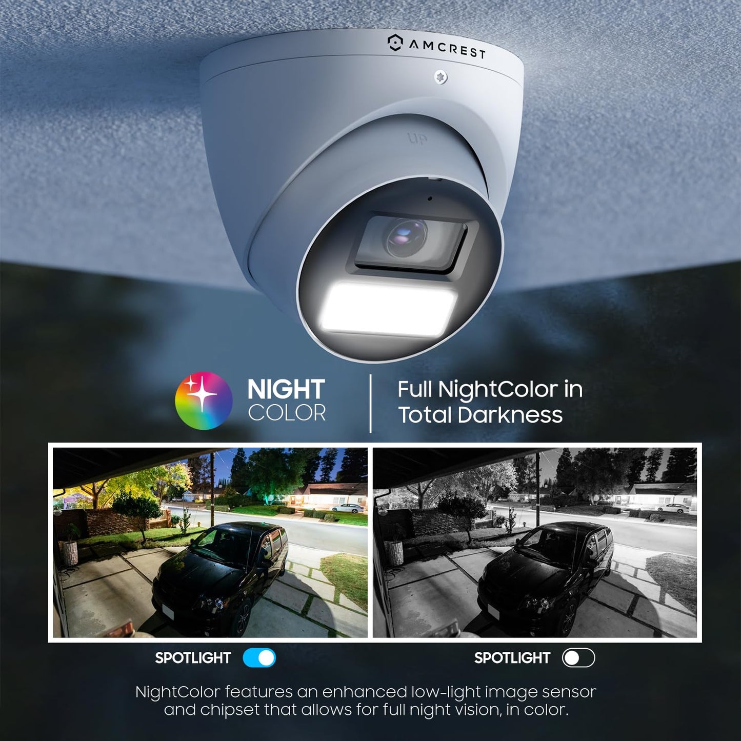 Amcrest Analog 5MP NightColor Outdoor Security Camera, Turret 5MP @ 25fps, CCTV-Coax-BNC, 131ft Full Color Night Vision, Mic, 132° FOV (Not an IP