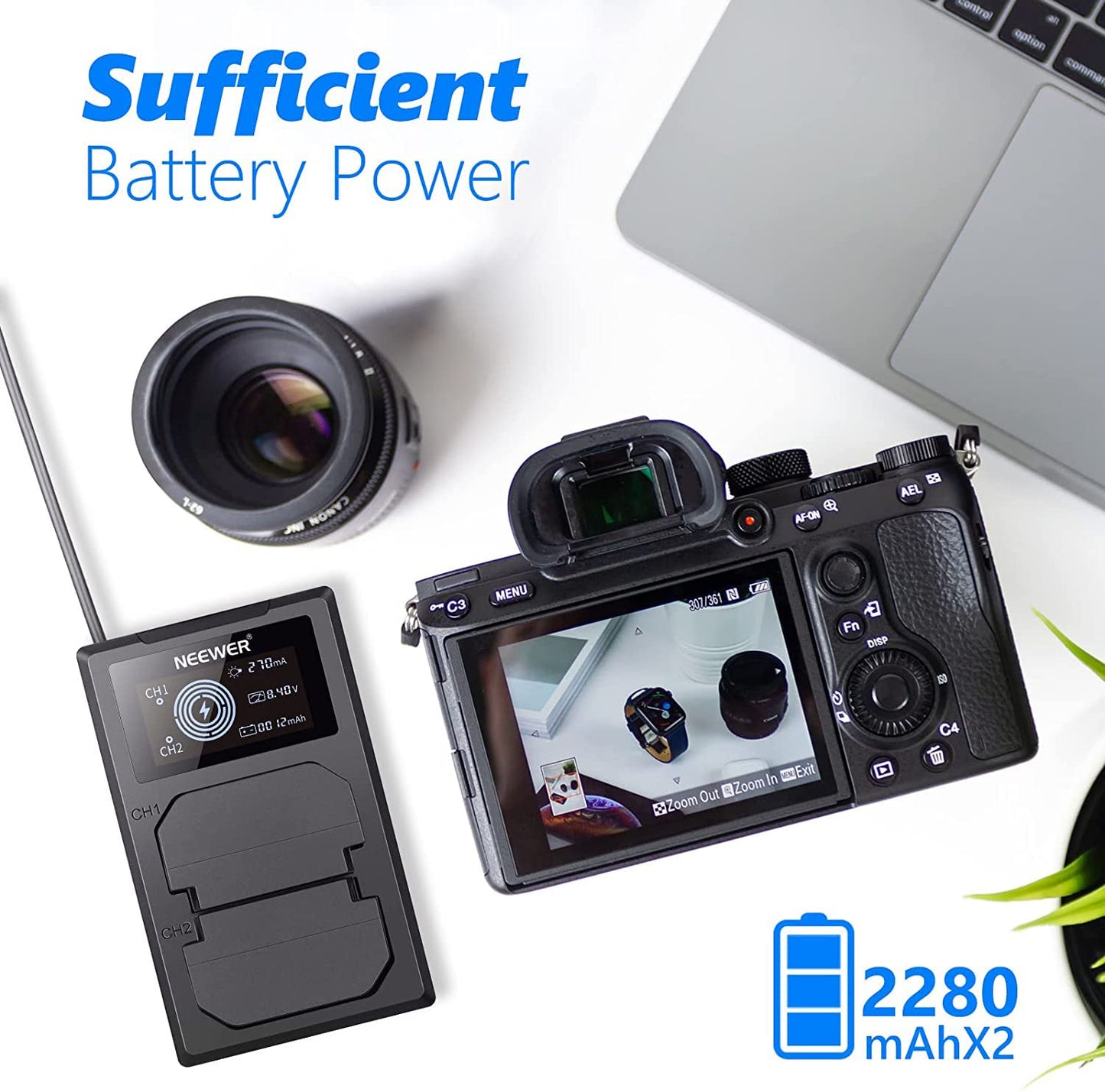 Neewer Replacement Battery and Charger Set for NP-FZ100, Compatible with Sony A7IV, A1, A9II, A7SIII, A7RIV, A7III, FX3, FX30, A9, A6700, ZV-E1