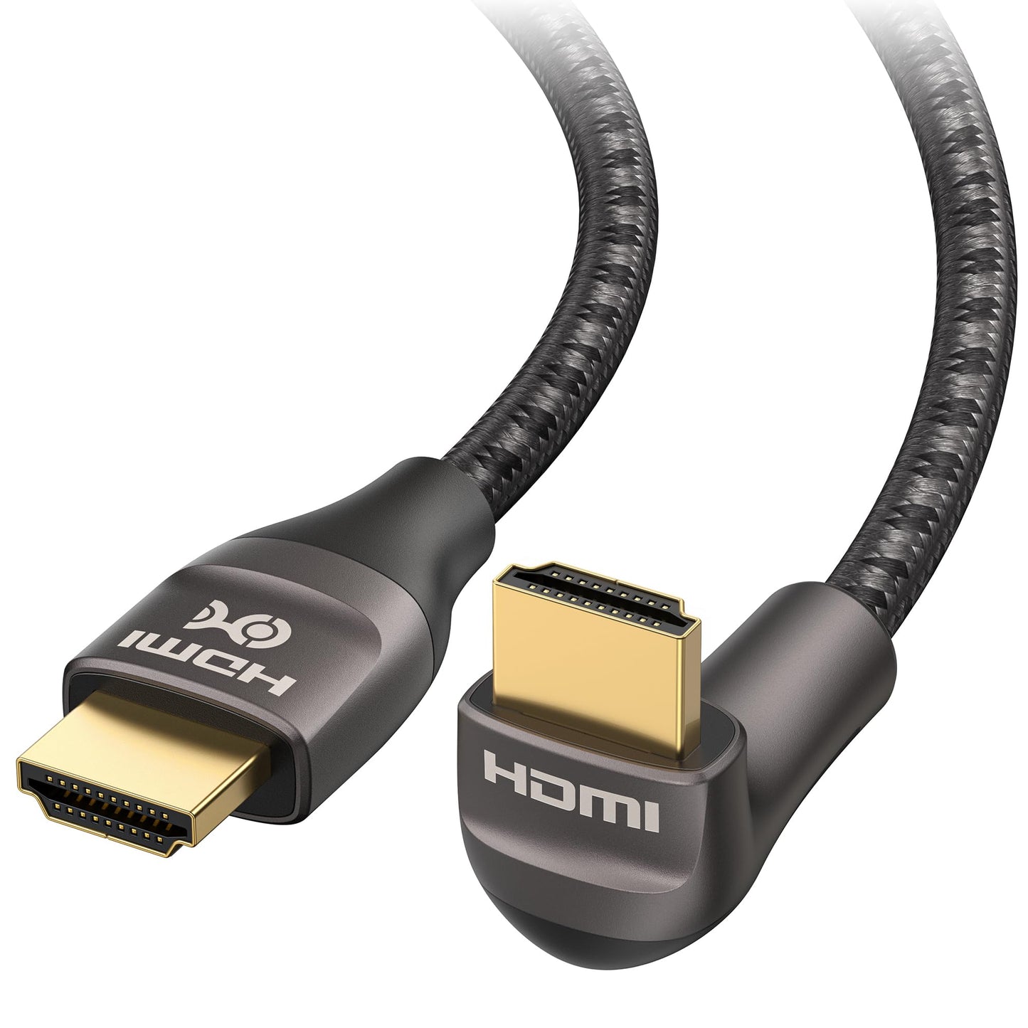 Cable Matters 48Gbps Ultra HD 8K Right Angle HDMI Cable 6.6 ft (90 Degree HDMI Cable) with 8K@60Hz, 4K@240Hz and HDR Support in Black