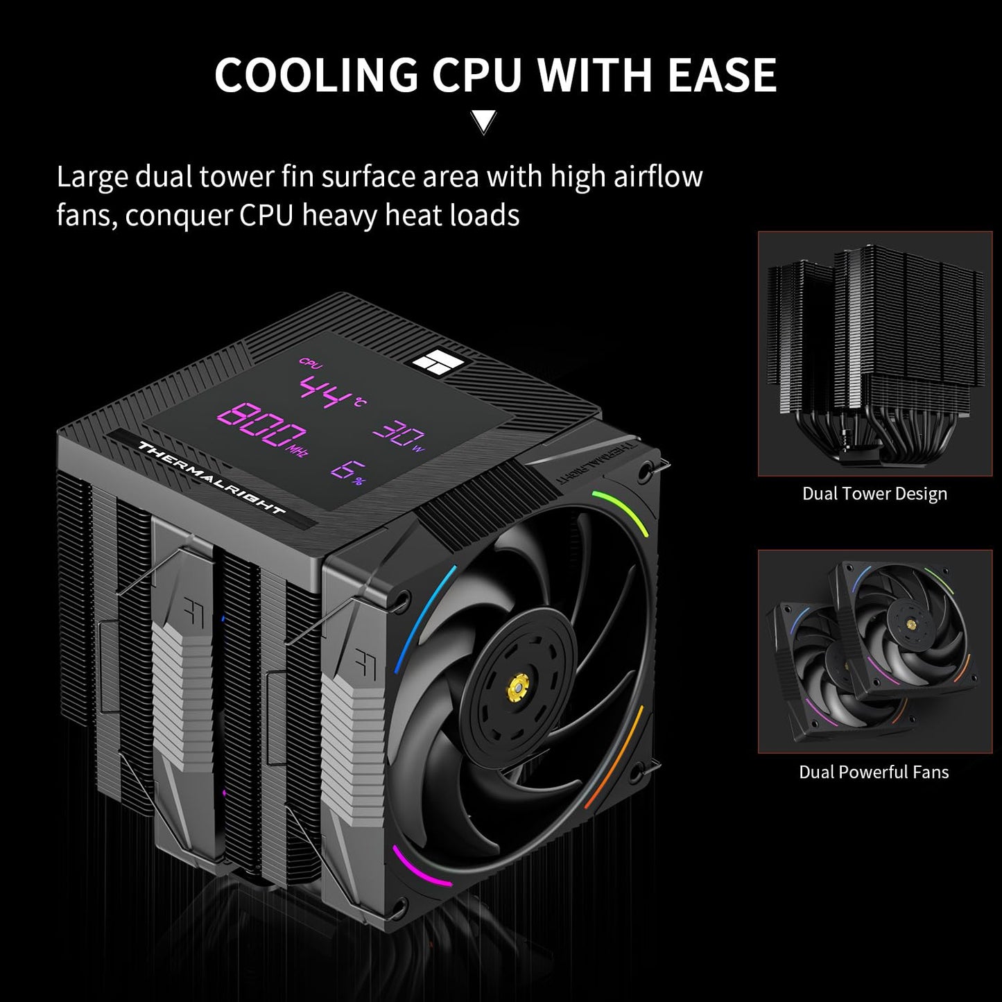 Thermalrlght Phantom Spirit 120 Digital EVO CPU Air Cooler,7 Heat Pipes CPU Cooling,Double Tower Cooling,Support for AM4/AM5/Intel