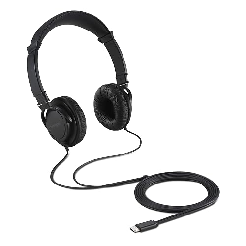 Kensington USB-C Hi-Fi Headphones, On-Ear for Kids, for School, for Adults, Padded Adjustable Headband, 6 ft Cord (K97456WW), Black