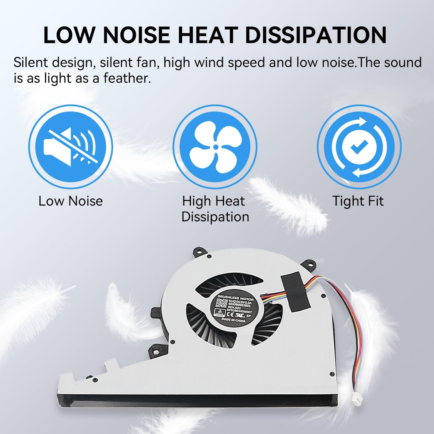 Tivora CPU Cooling Fan Compatible with HP Envy 17-AE, 17T-AE, 17-AE100, 17T-AE100, 925461-001, 925478-001, 17-AE143NG, 17M-AE111DX Touch, Laptop, 5