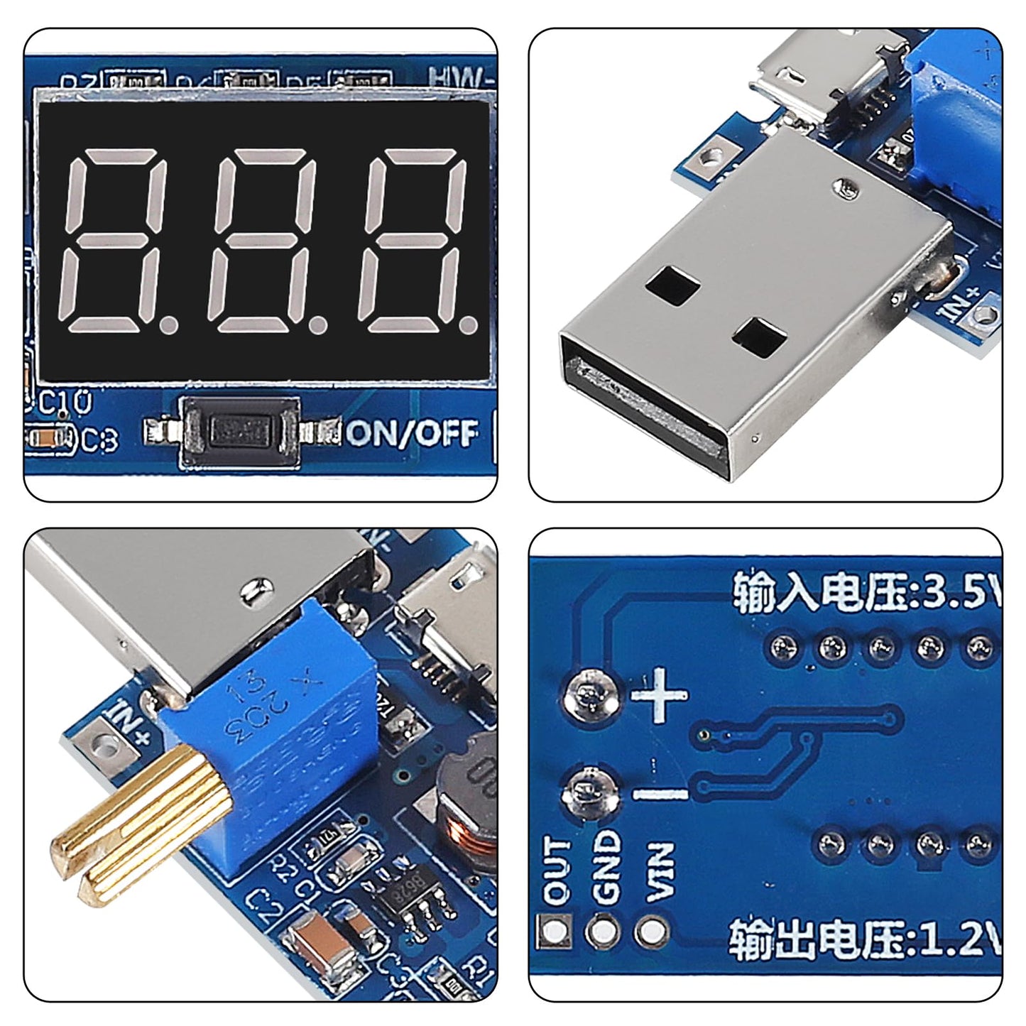 XIITIA 2pcs USB Buck Boost Converter 3.5V-12V to 1.2V-24V DC-DC Adjustable Step Up Step Down Power Supply Module Voltage Regulator 5V to 3.3V 9V 12V…