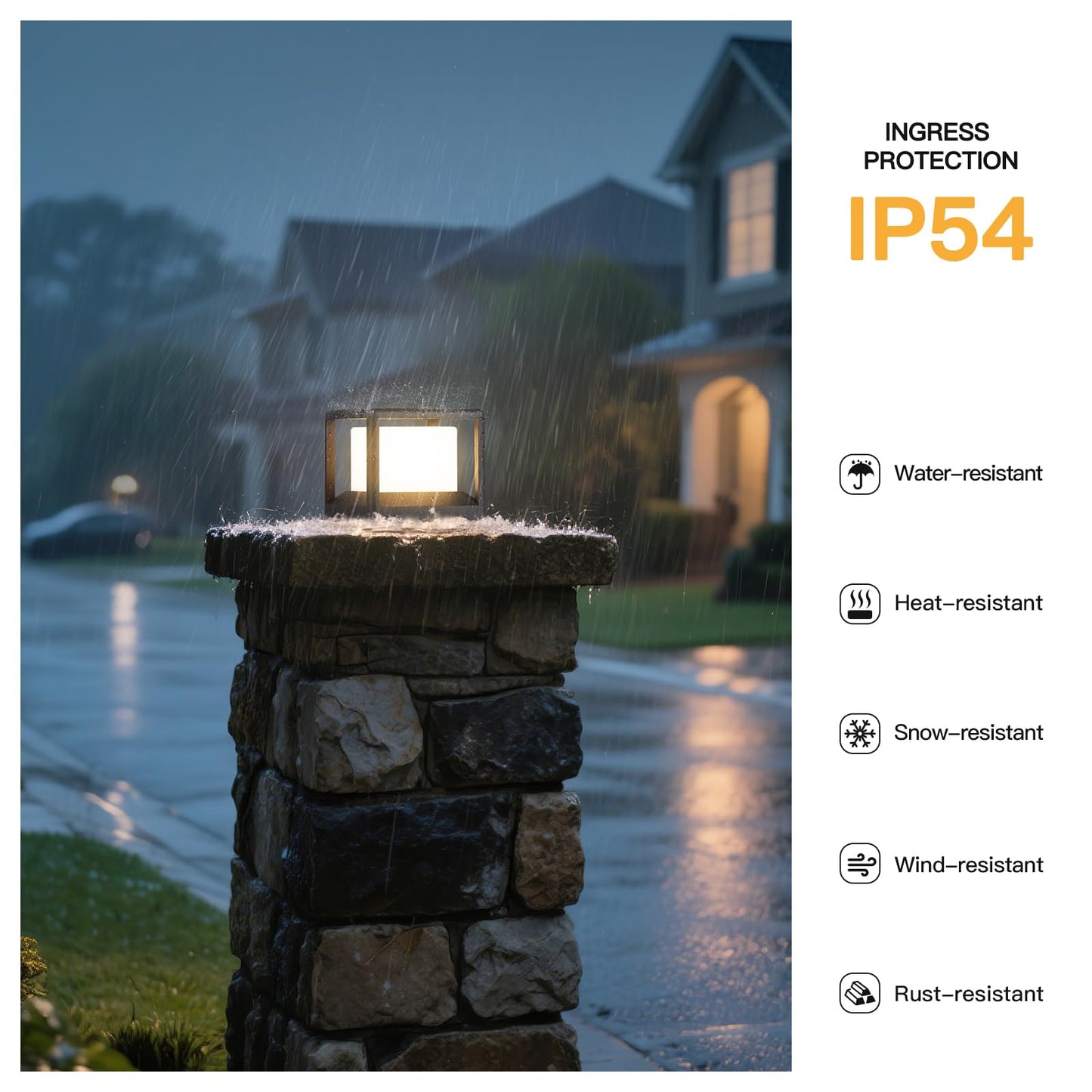 MVBT 7.1" Outdoor Post Lights, Pillar Lights Hard Wired, AC100-240V Modern Column Light, Waterproof Fence Deck Cap Lamp Fixture, 3000K Landscape