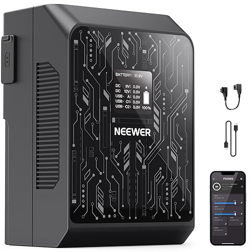 NEEWER Smart Mini V Mount Battery NEEWER APP Control, 6800mAh 99Wh 14.5V with 100W PD Fast Charging, OLED, Dual USB C/D Tap/BP/USB A/Dual DC Ports