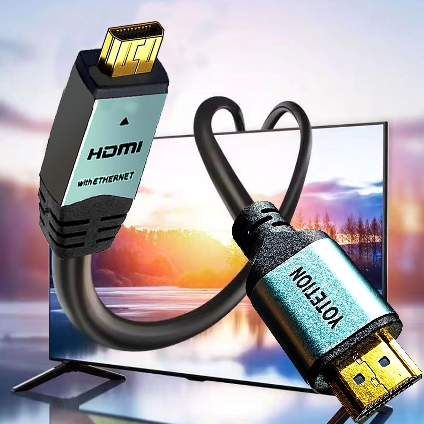YOTETION 4K Micro HDMI to HDMI Male Cable 50FT Adapter, 4K@60Hz HDR Compatible for GoPro Hero, Canon/Nikon/Sony Zfc, Camera, Raspberry Pi 4, Video