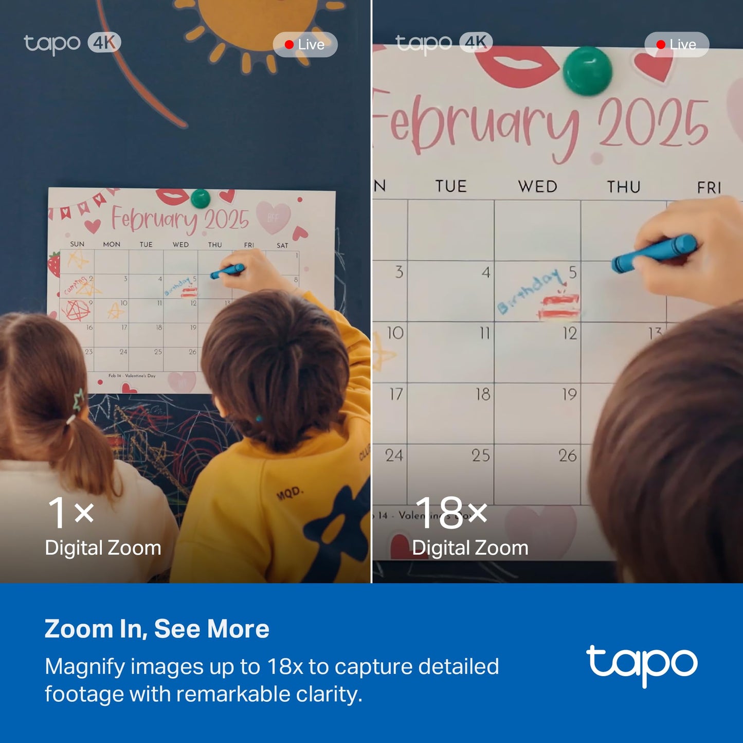 Tapo 4K Indoor Pan/Tilt Wired Security Camera - Works as a Baby Monitor, Person/Pet Detection, Facial Recognition, 360° AI Motion Tracking