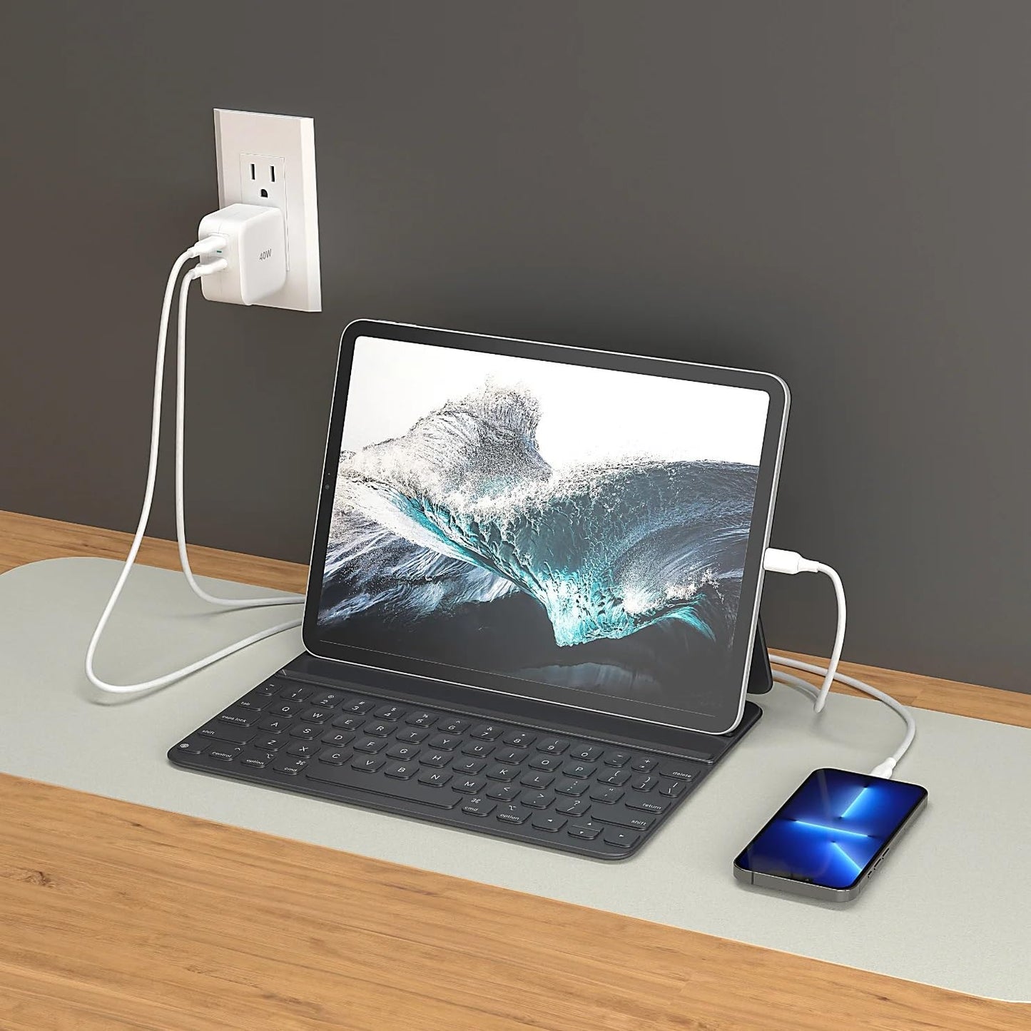 j5create PD 40W Dual Port USB C Wall Charger - Fast Charging for iPhone 15, 15 Plus, 15 Pro, 15 Pro Max, 14, 13, 12, 11, Galaxy S23, S22, S21, iPad