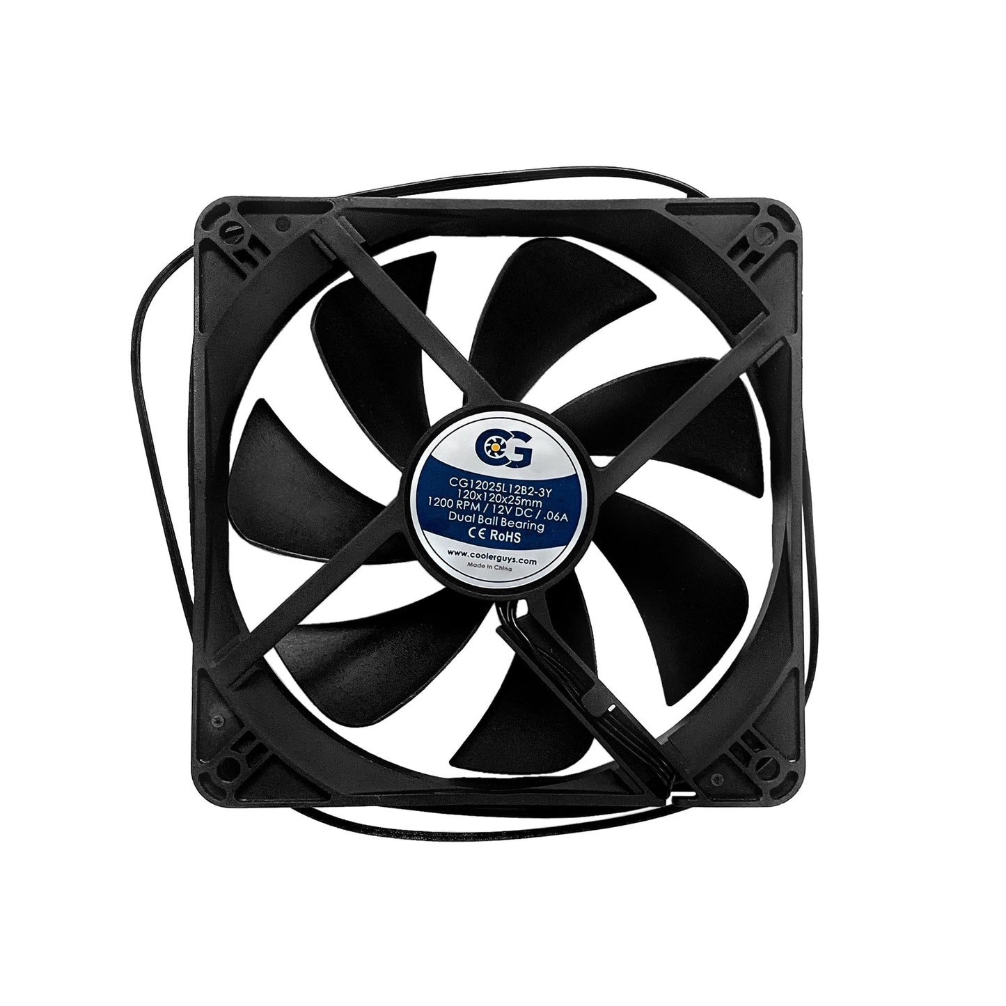 Coolerguys Dual Ball Bearing 12v 3pin Fan (120x25mm, Low Speed)