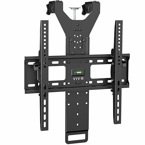 VIVO TV Hanger Bracket for 42 to 75 inch Flat and Curved Screens, Light Weight Steel Design, Height Adjustable Cross Bar, Loft Bed, Thin Door TV
