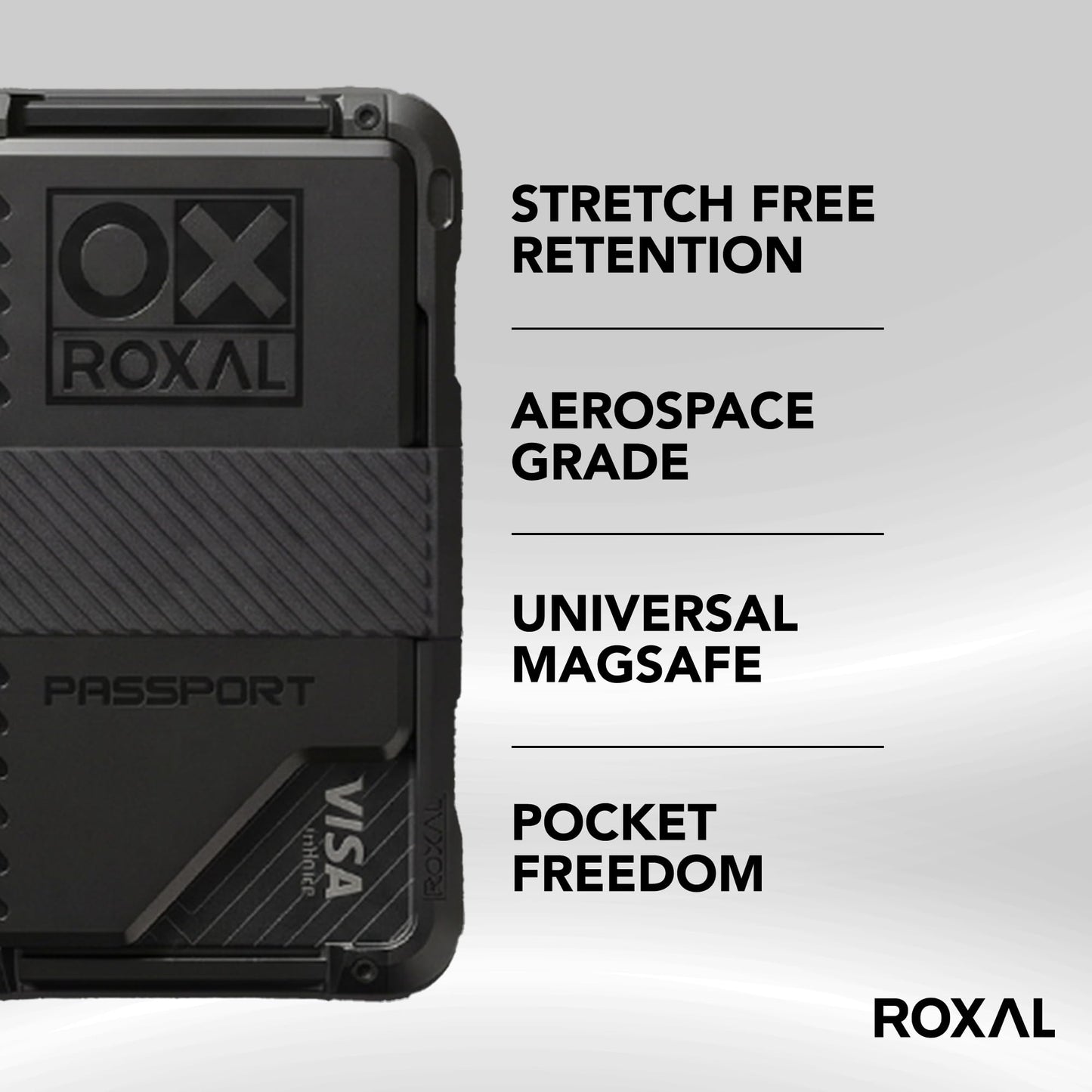 Roxal Premium Magnetic Wallet, Fathers Day Gift, Compatible with MagSafe & iPhone 17, 16, 15, 14, 13, 12 - CNC-Machined Aluminum Minimalistic
