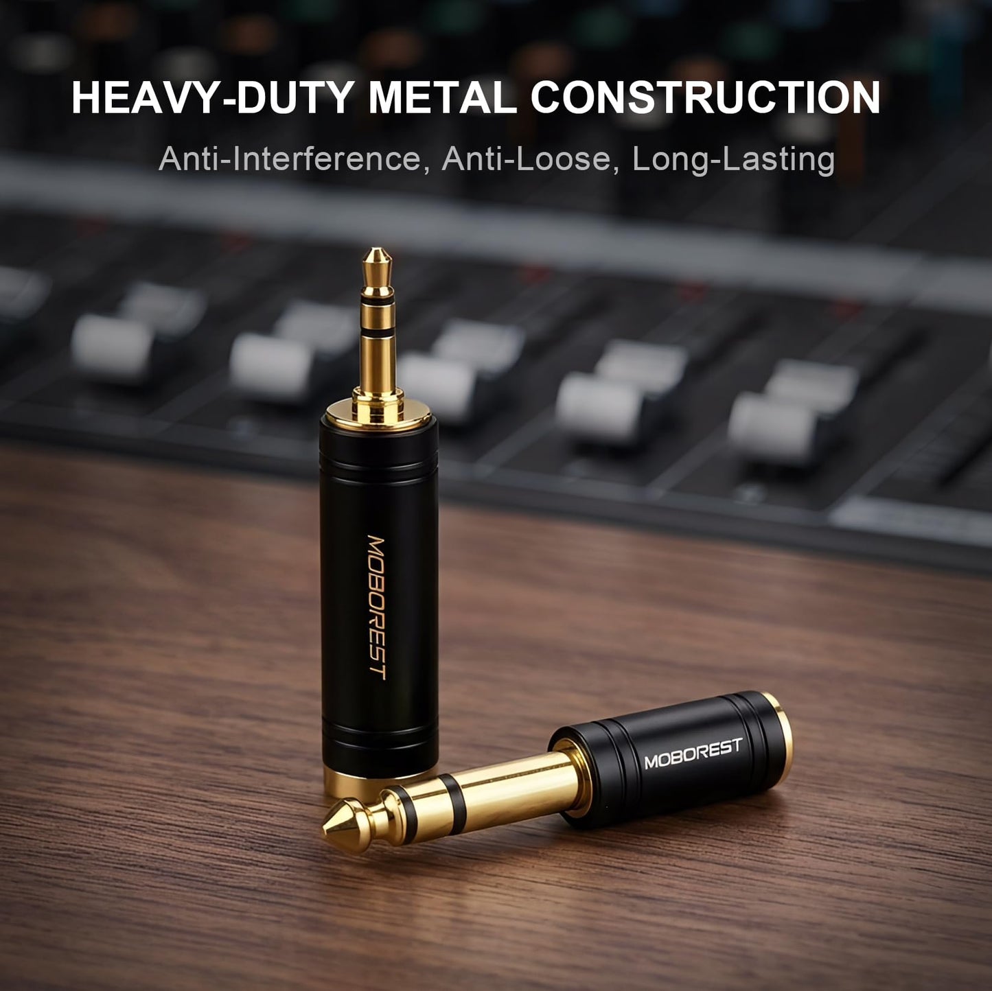 MOBOREST 3.5mm to 1/4 (6.35mm) Stereo Pure Copper Adapter, 1/8 Inch to 1/4 Inch Stereo Adapter, Can be Used Conversion Headphone adapte, amp adapte