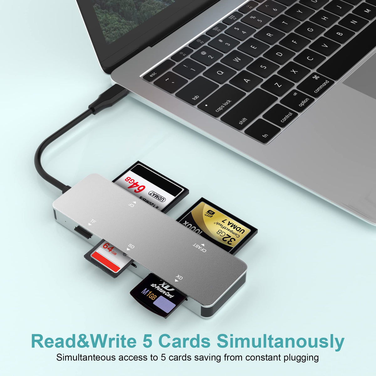 CFast Card Reader, USB C CFast 2.0 Card Reader, Type-C 3.0 5Gbs CFast Memory Card Adapter for SanDisk, Lexar, Transcend, Sony Card, Read