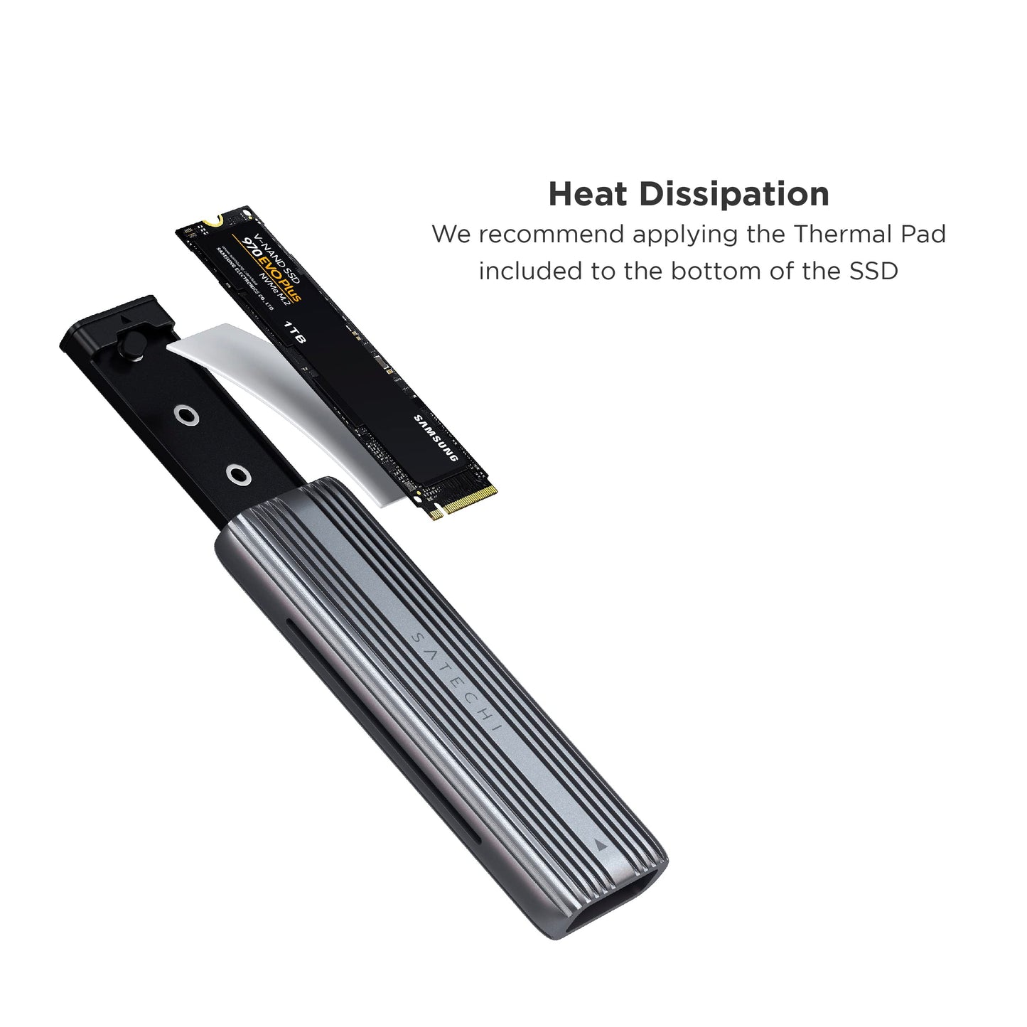 Satechi USB-C Aluminum Tool-Free Enclosure for M.2 PCIE NVME and SATA SSD, Support USB 3.2 Gen 2, 10 Gbps, M.2 NVMe/SATA PCIe B+M Key, up to 4TB, UASP