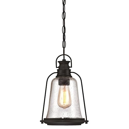 Westinghouse 6339900 Brynn One-Light Outdoor Pendant, Oil Rubbed Bronze Finish with Highlights and Clear Seeded Glass