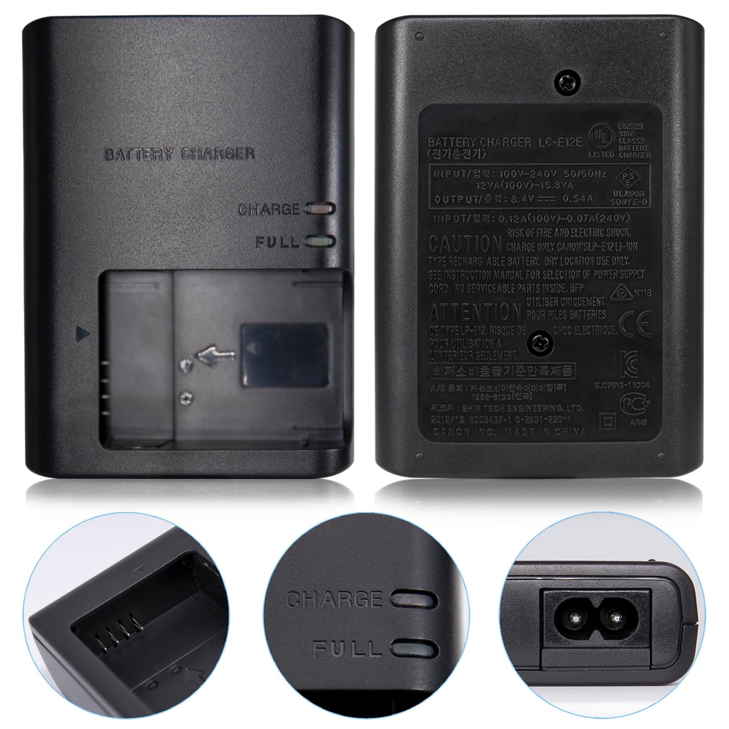 LC-E12E Battery Charger for Canon LP-E12 LC-E12 Battery Compatible with Canon EOS M M2 M10 M50 M50 Mark II M100 M200 100D Rebel SL1 PowerShot SX70 HS