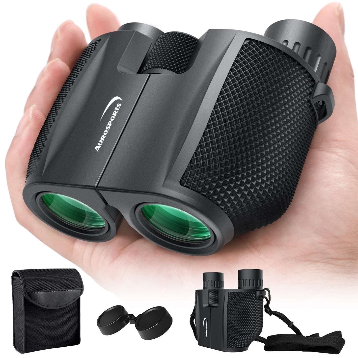 Aurosports 10x25 Binoculars for Adults and Kids, Large View Compact Binoculars with Low Light Vision, Easy Focus Small Binocular for Bird Watching Outdoor Travel Sightseeing Concert Hunting Hiking