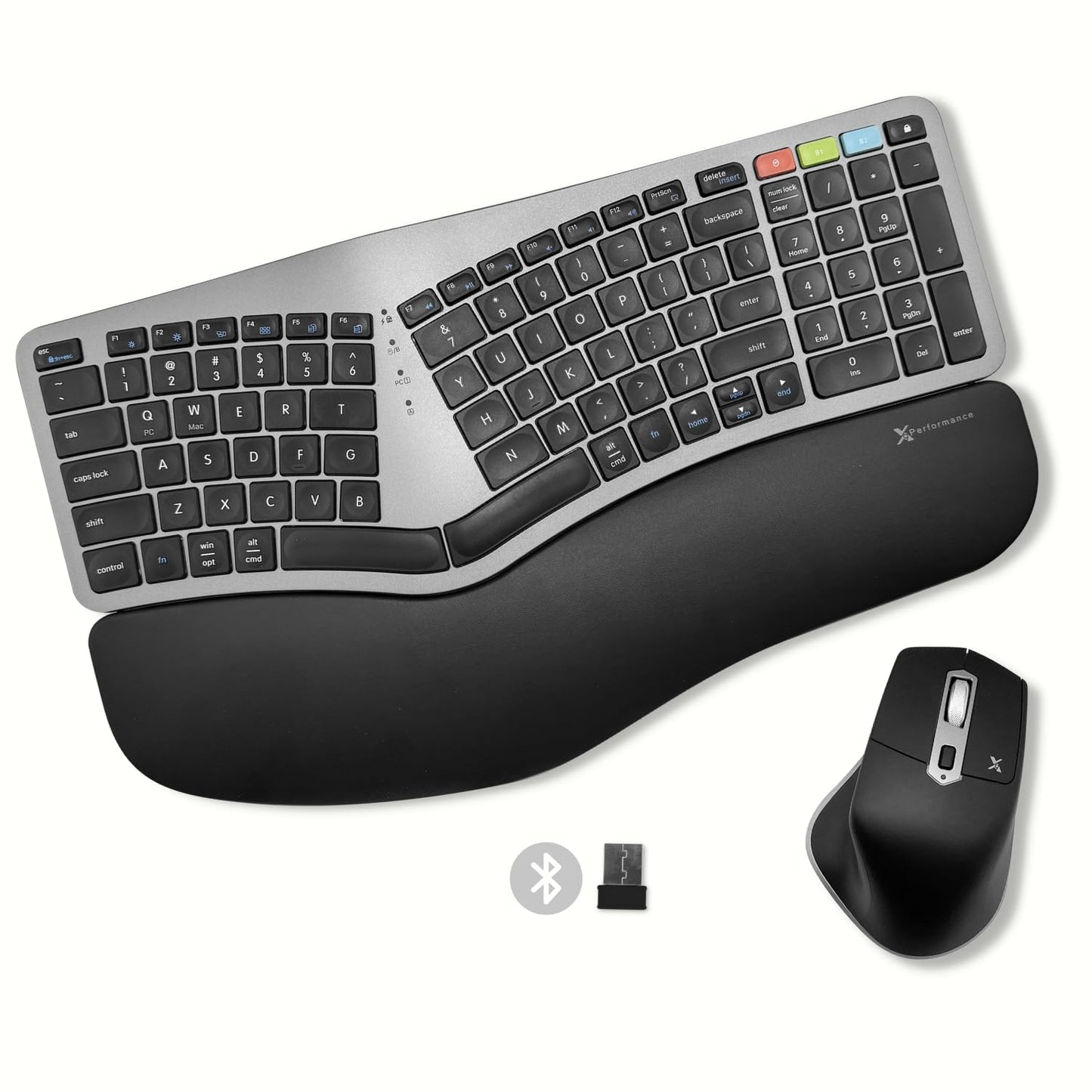 X9 Ergonomic Keyboard and Mouse Wireless Combo - Ergo Split Keyboard with Wrist Rest and Mouse, 2.4G and Bluetooth, Full-Size Wireless Carpal Tunnel