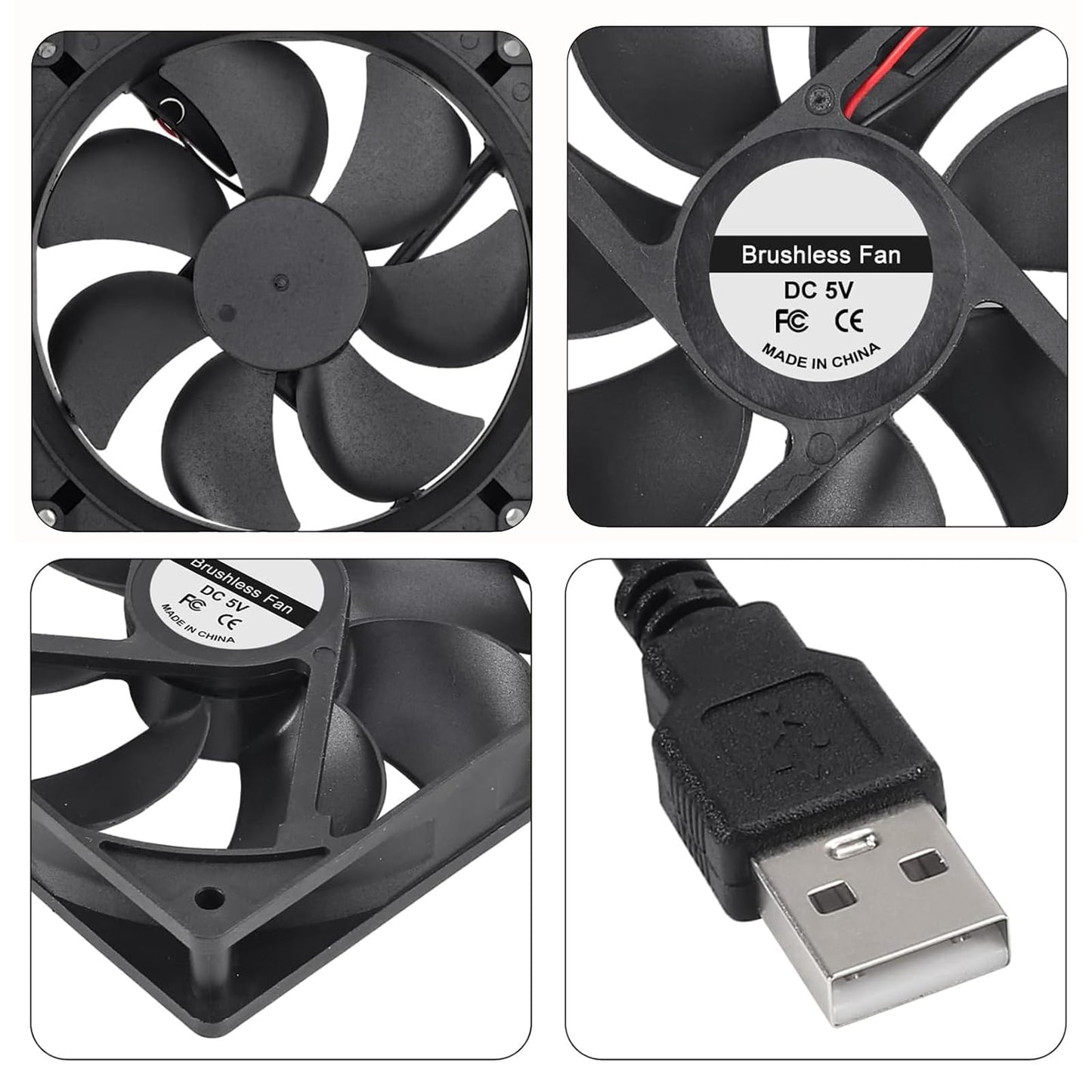 DIANN 2pcs 12025 Computer Fan 5V USB PC Fan 120mm Fan 5V USB Brushless 12025 120x25mm Fan for Cooling PC Computer Case CPU Coolers