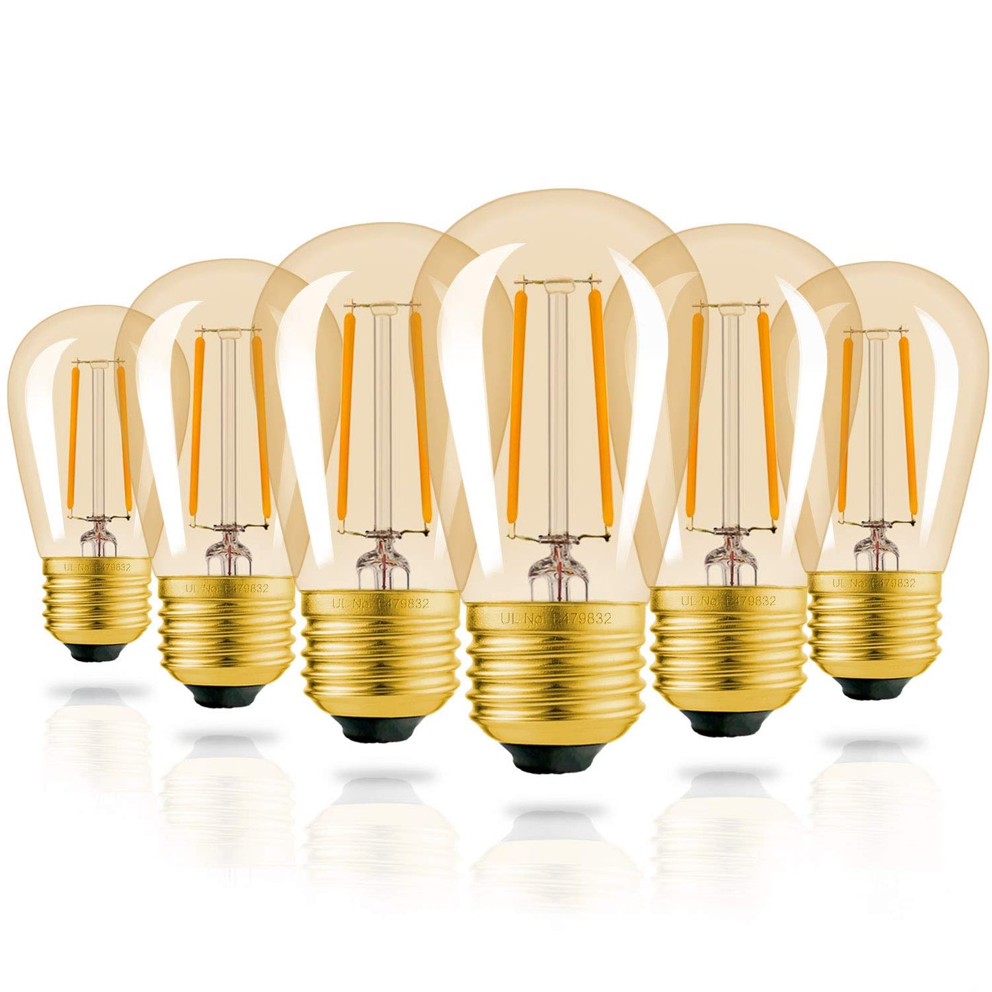 Hizashi S14 LED String Light Bulbs, 25W Eq, E26 Bulb 2200K, 6Pack