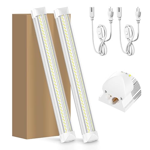 ONLYLUX LED Shop Lights, LED Tube Light 25W 6000K, Garage Lighting, Super Bright, Under Cabinet Lighting, Linkable with Plug Shop Lights for Garage