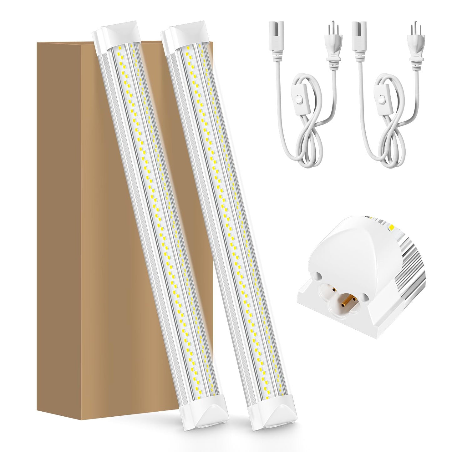ONLYLUX LED Shop Lights, LED Tube Light 25W 6000K, Garage Lighting, Super Bright, Under Cabinet Lighting, Linkable with Plug Shop Lights for Garage