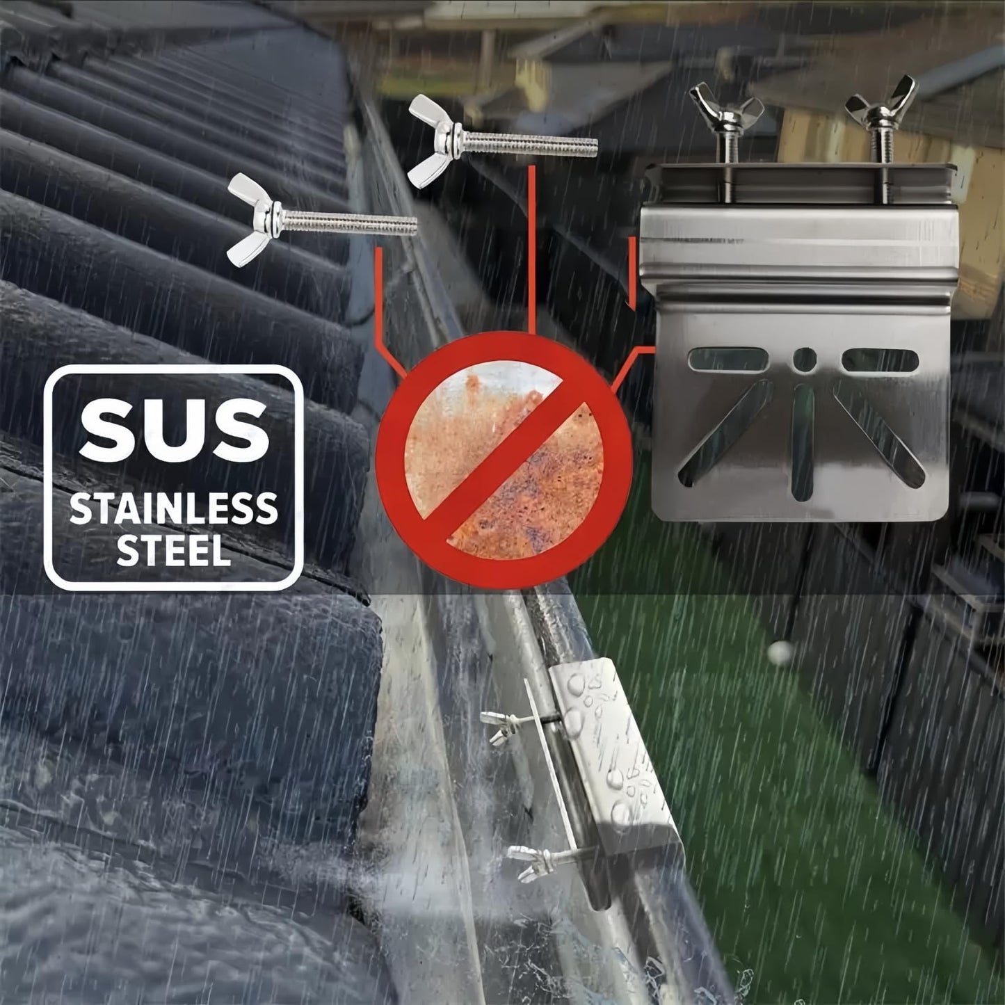 CTXSumTec Pan-Tilt Gutter Mount for Eufy Cameras/Arlo Solar Panels, 360° Adjustable Stainless Steel Bracket, No-Drill Install, Weatherproof, Fits Eufy