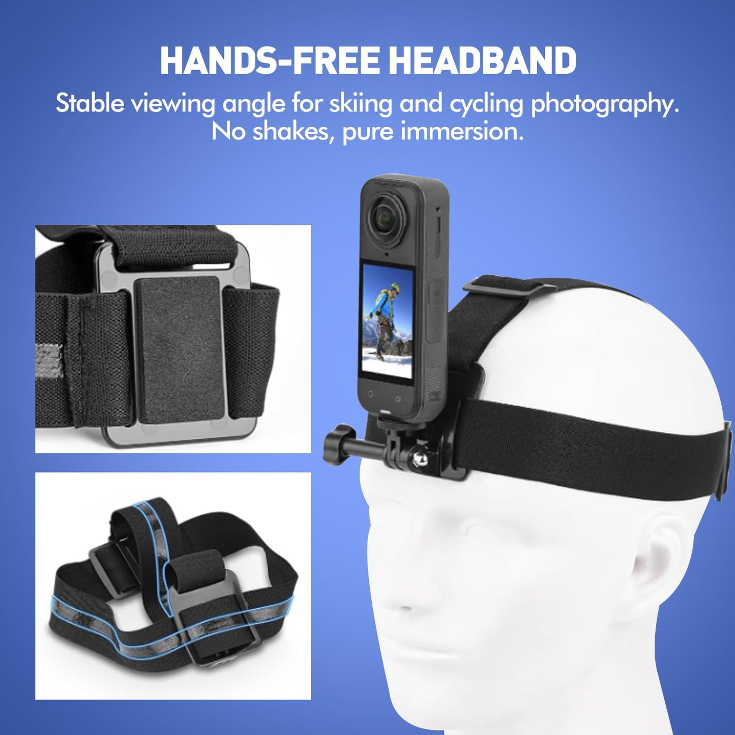 JFX Accessories Kit for Insta 360 X5 X4 Air, Insta360 One X5 X4 X3 X Camera, Chest Mount Head Strap Harness Backpack Clip Holder Wrist Strap