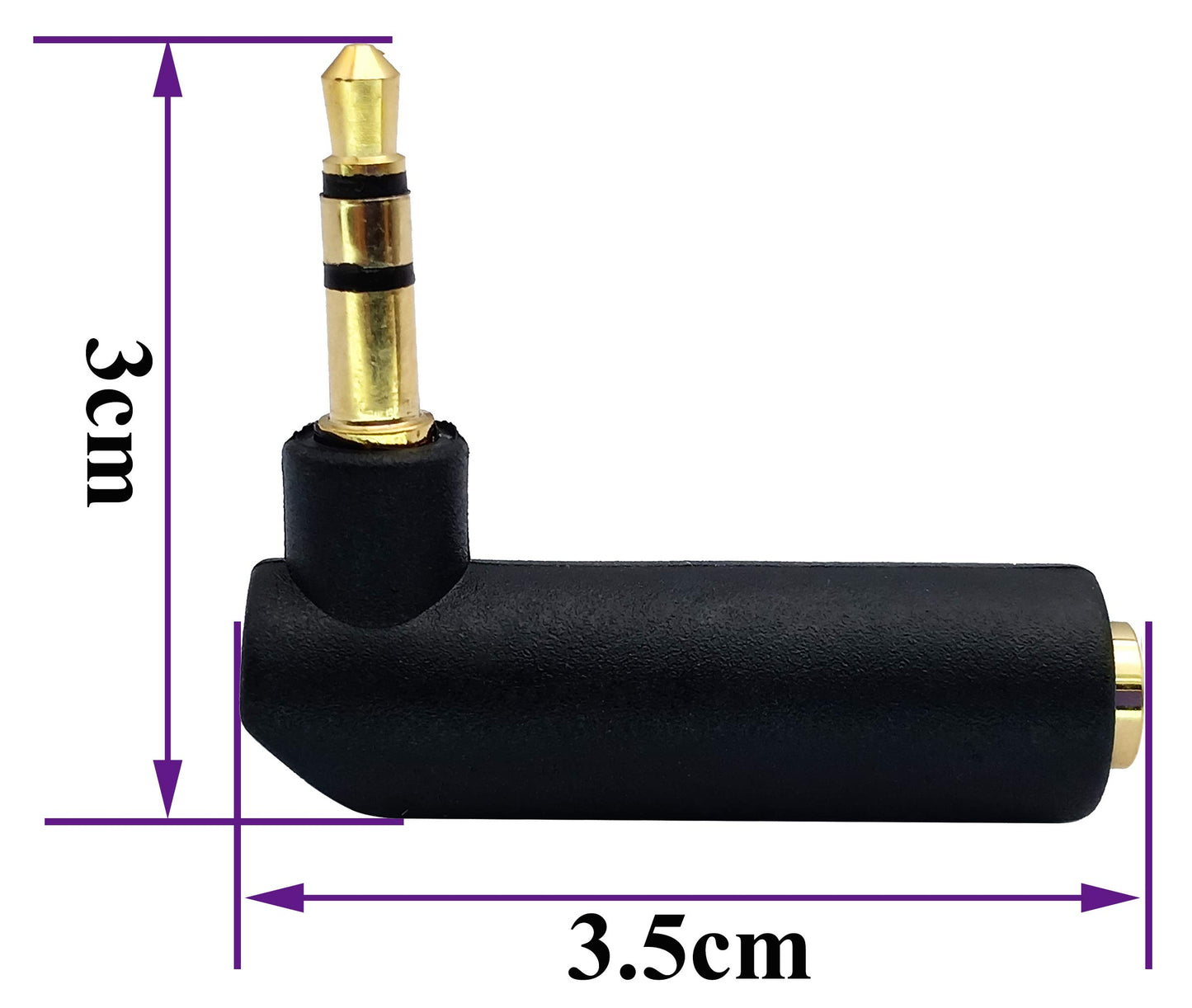 AAOTOKK 3.5mm Jack Adapter 90 Degree Right Angled 3 Poles 3.5mm TRS Audio Stereo Male to Female Connector Extension Adapter(2 Pack/3 Pole)