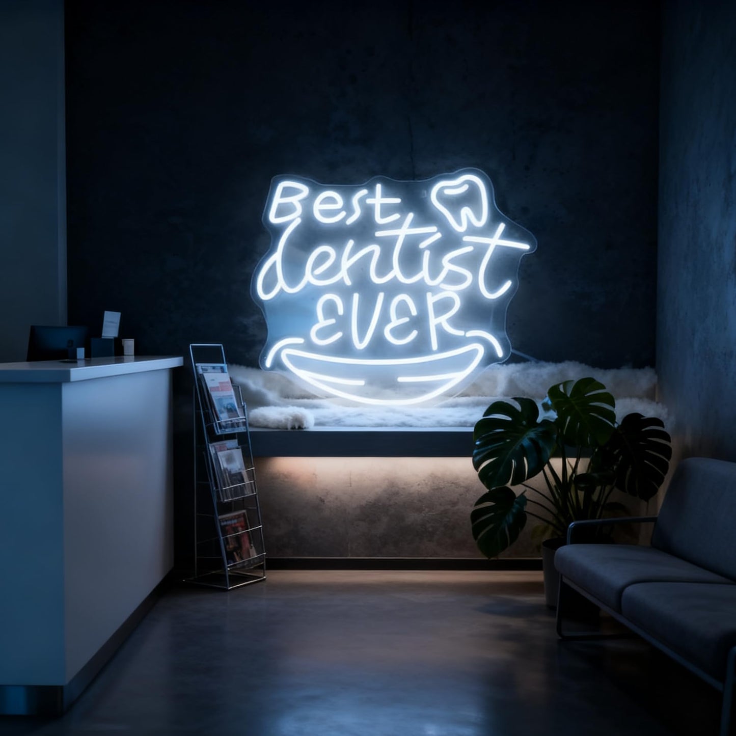 Best Dentist Ever Neon Sign, White LED Accent USB Powered Decorative Neon Light for Dental Clinic Office Waiting Room Dentist Office Wall Table Decor