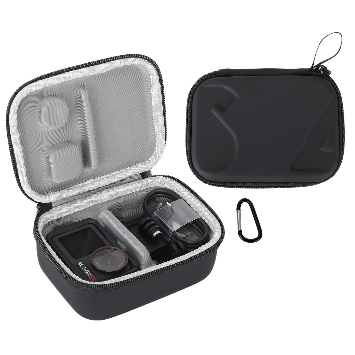 FSIDIWT Carrying Case for DJI Osmo Action 5 Pro/4/3, Portable PU Storage Travel Bag for DJI Osmo Action 5 Pro/4/3 Accessories (Black)