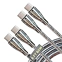 MAGNITTO Metal Braided Wire USB C to USB C Cable 6ft, 2Pack, 60W 3A, Stainless Steel, Strong Durable Wire, Tangle Free, Pets Chewing Proof, Silver