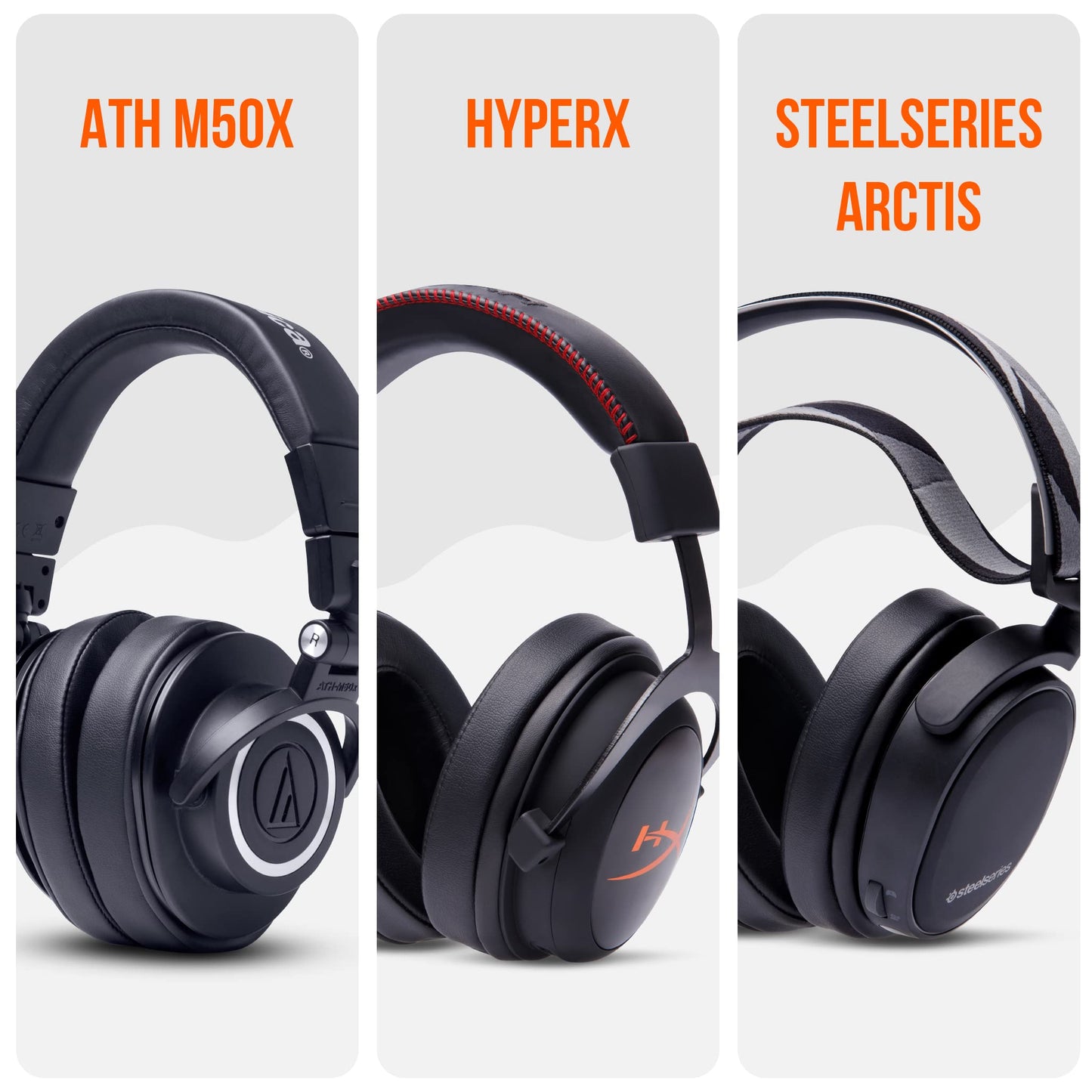 WC Wicked Cushions PadZ - Thick & Soft Ear Pads for ATH M50X / M40X / SteelSeries Arctis/HyperX Cloud & Alpha/Logitech G Pro X/Compatible with Over 50