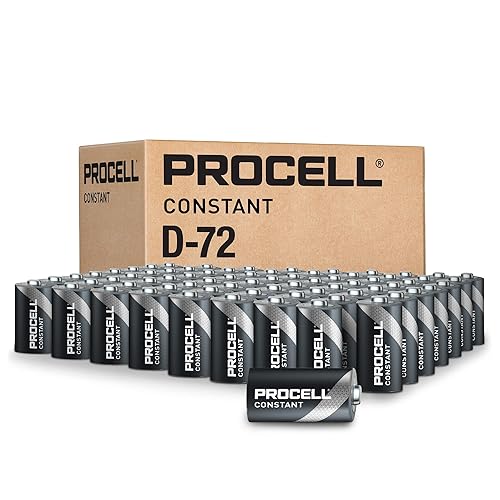 PROCELL Constant D Cell Long-Lasting Alkaline Batteries (72 Pack), 10-Year Shelf Life, Bulk Value Pack for Consistent Moderate Drain Professional…