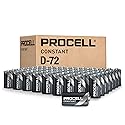 PROCELL Constant D Cell Long-Lasting Alkaline Batteries (72 Pack), 10-Year Shelf Life, Bulk Value Pack for Consistent Moderate Drain Professional…