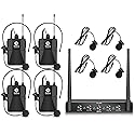 Debra Audio Pro UHF 4 Channel Wireless Microphone System with Cordless Handheld Lavalier Headset Mics, Metal Receiver, Ideal for Karaoke Church Party