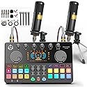 Podcast Equipment Bundle for 2, Audio Mixer Voice Change with XLR Dynamic Microphone, Perfect for Vocal Recording, Podcasting, Streaming,Video Vocals