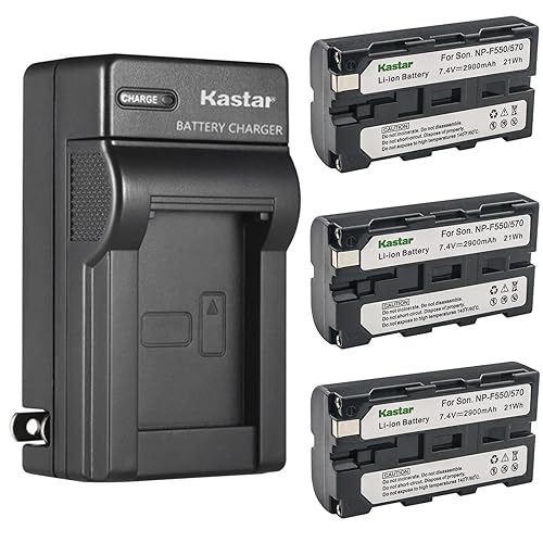 Kastar 3-Pack Battery and AC Wall Charger Replacement for Sony DSC-CD100 DSC-CD250 DSC-CD400 DSC-D700 DCR-VX1000 DCR-VX2000 DCR-VX2000E Camera, Sony
