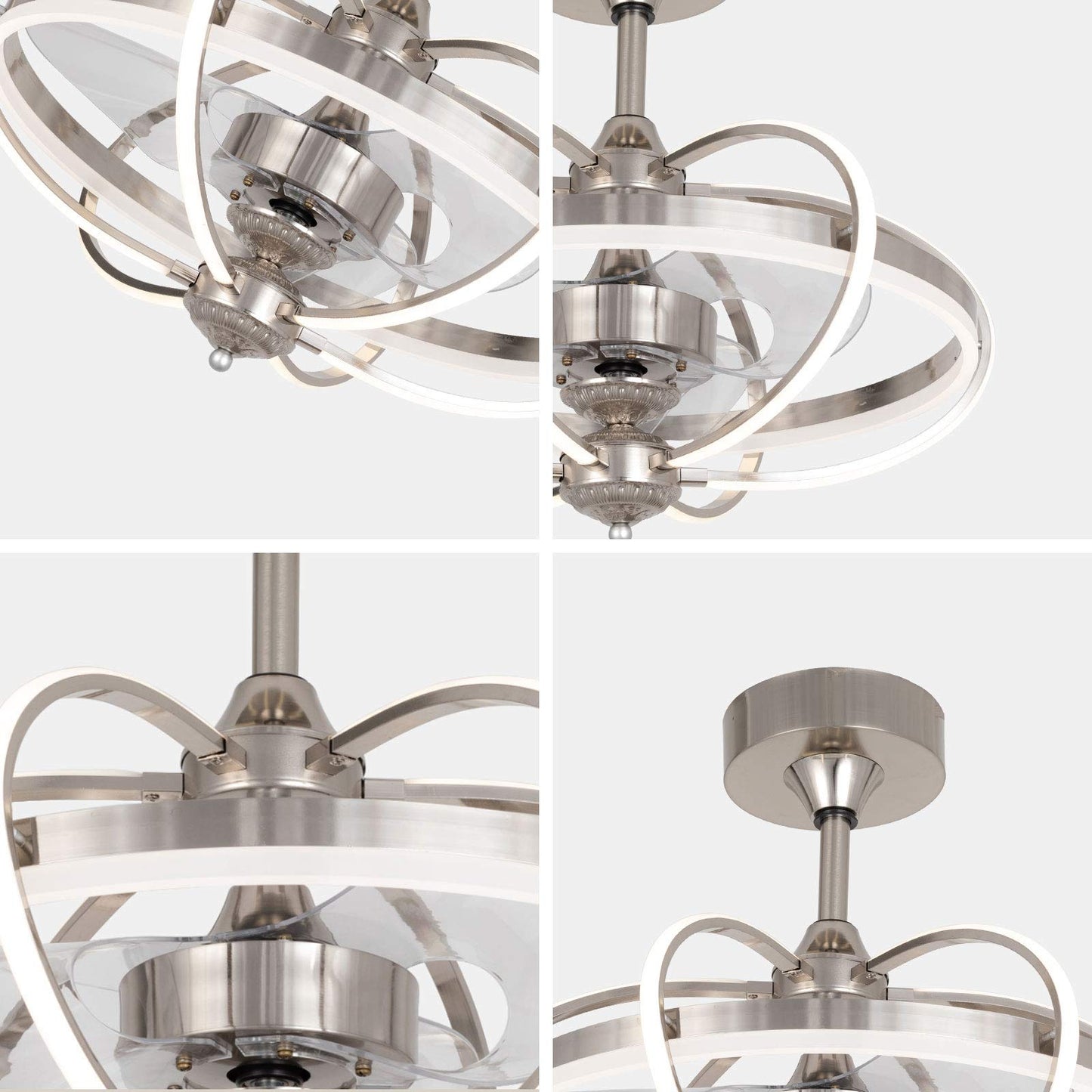 Gdrasuya10 23 inch Lighting Modern Ceiling Fan Light with Remote Control LED Acrylic Hanging Lamp Dimmable Lighting Adjustable Speed for Bedrooms