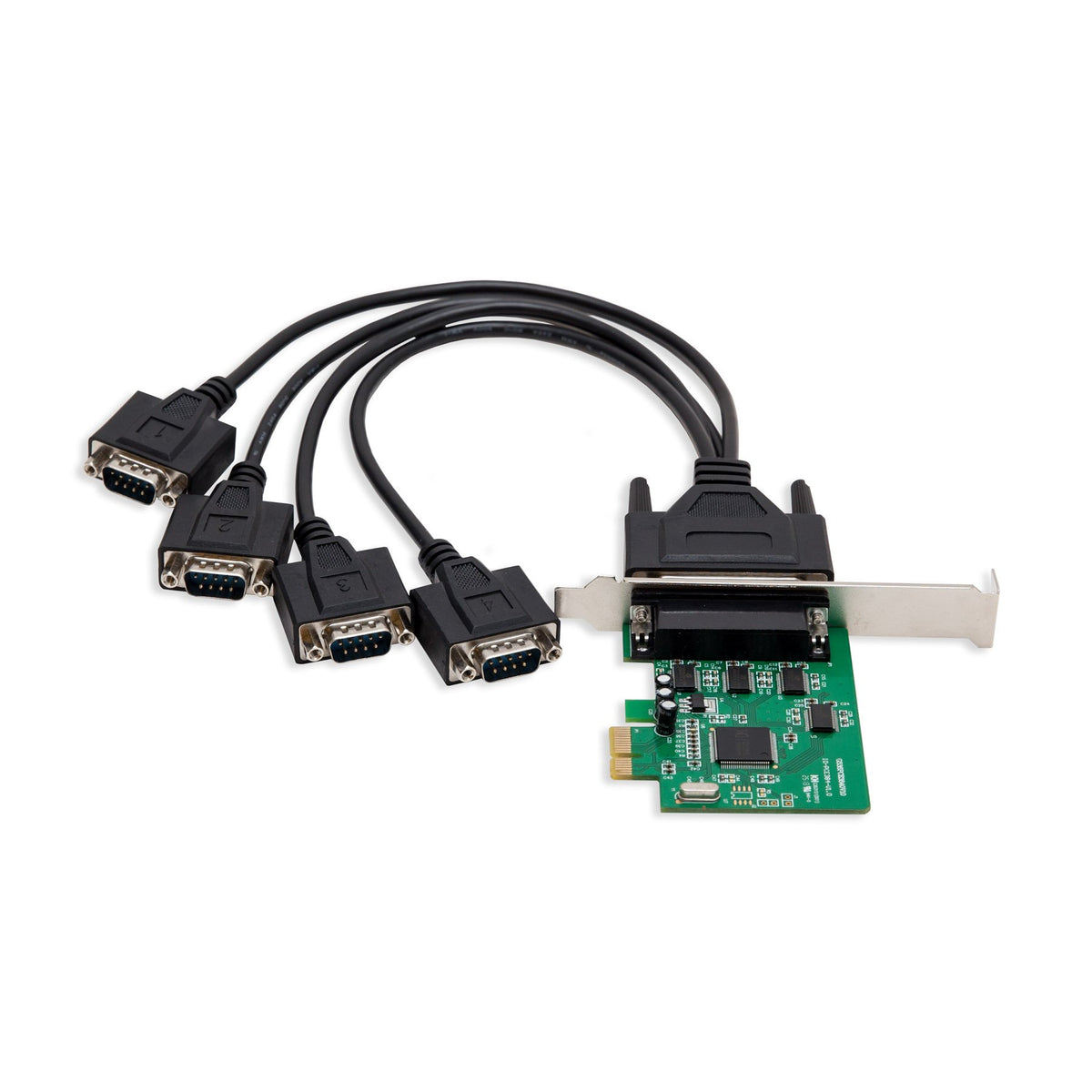IO Crest 4 Serial Ports PCI-e Controller Card with Fan-Out Cable and Bundled with Low Profile Bracket SI-PEX15038